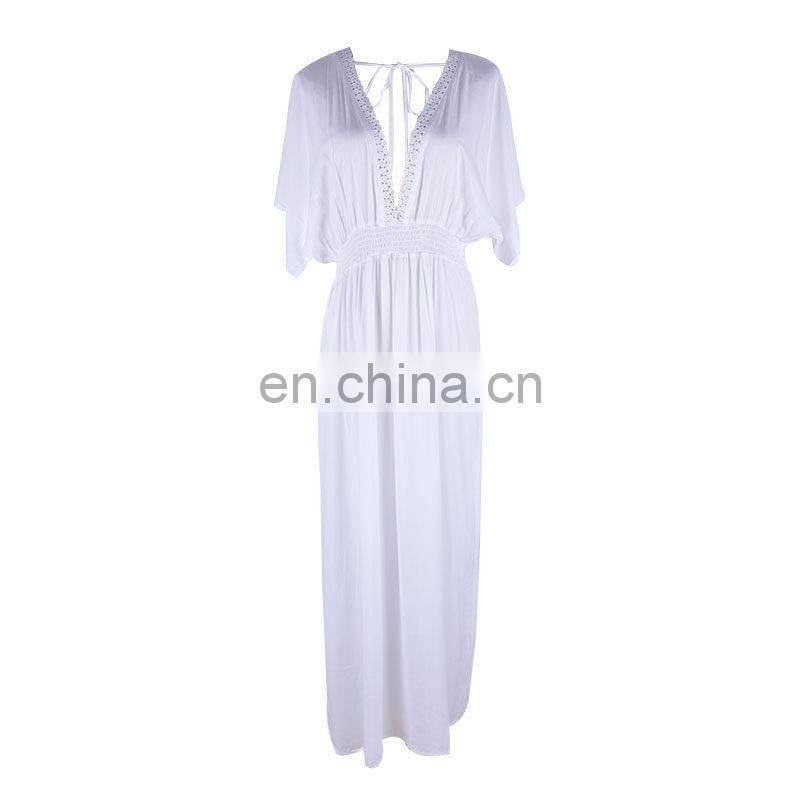 White Cotton Beach Dress 2019 Robe de Plage Lace Beach wear Pareo Beach Bikini cover up Sarong Kaftan Tunic Swim Covers