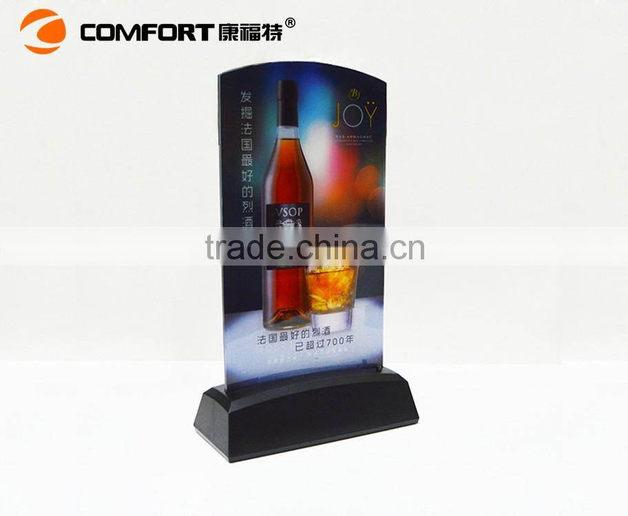 Bar LED light menu holder table tent display