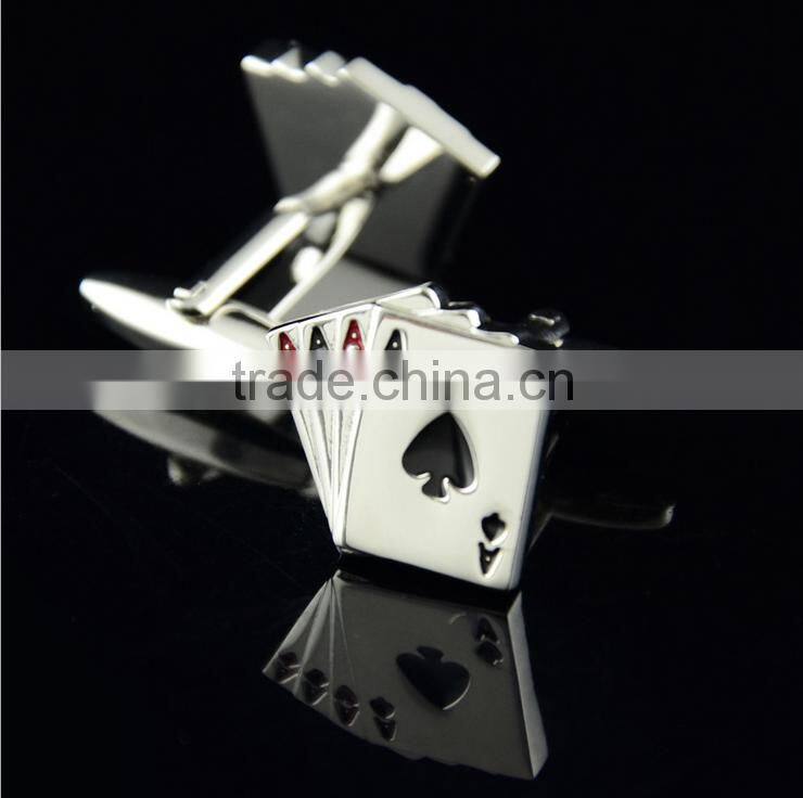 Fashional popular holesale custom enamel brass playing card cufflinks