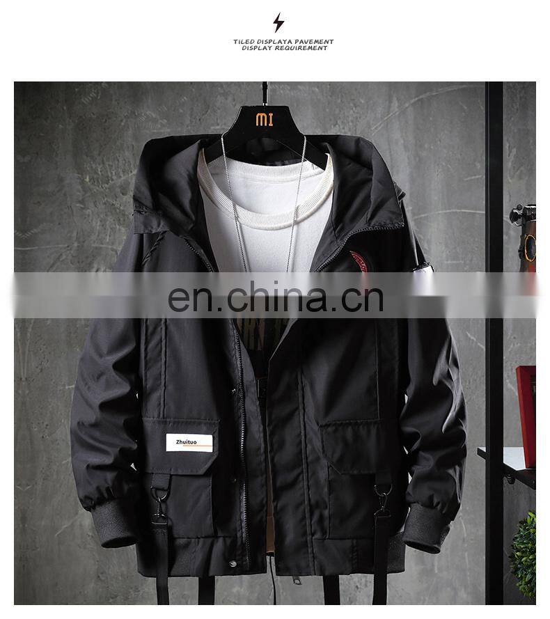Wholesale custom men's autumn and winter jacket long-sleeved casual sports outdoor hooded jacket aviator to overcome