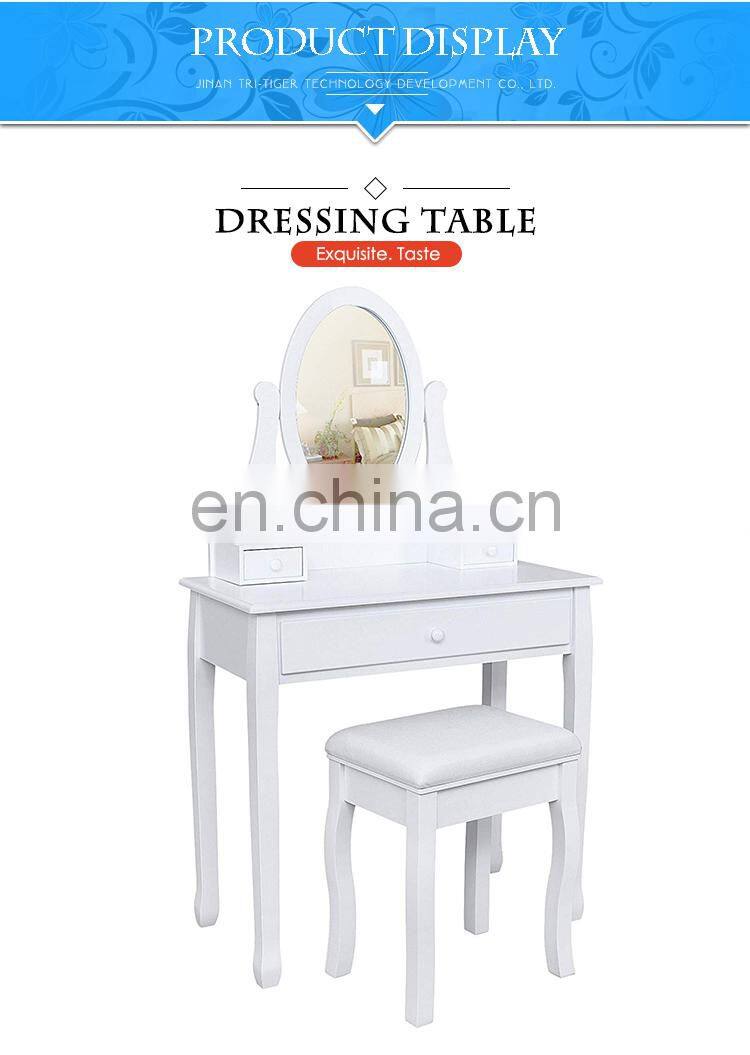 Cheap Wooden Vanity Mirrored Modern Dressing Table With Mirror And Stool