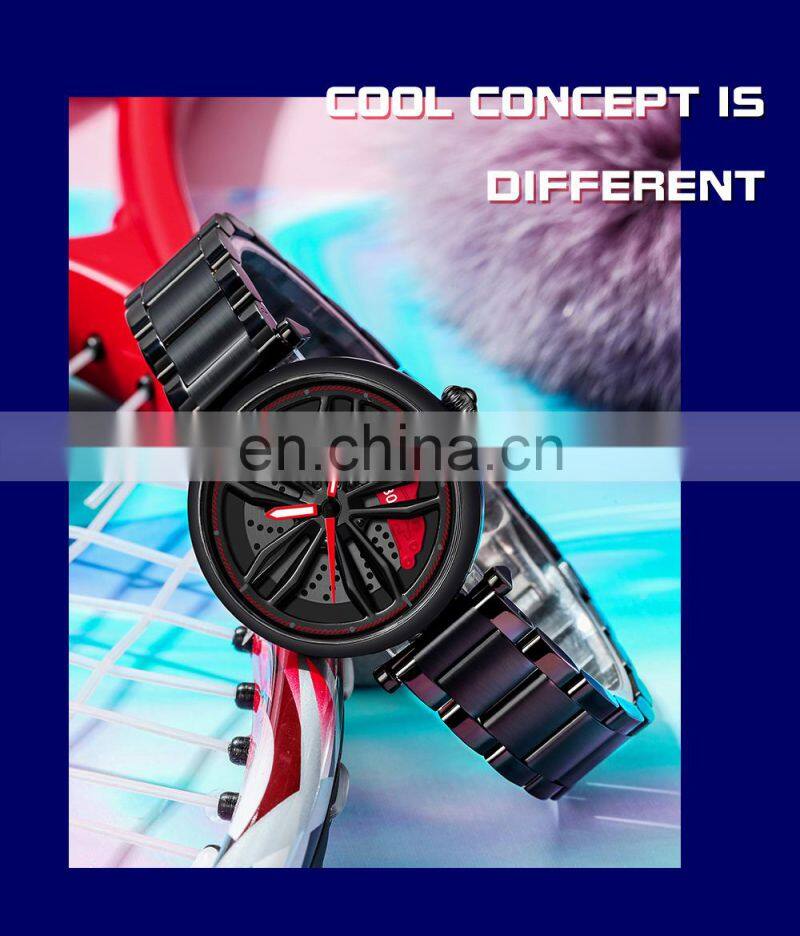 SANDA P1074 Men Quartz Watches Analog Rotating Wheel Waterproof Luxury Brand Men Wrist Watches