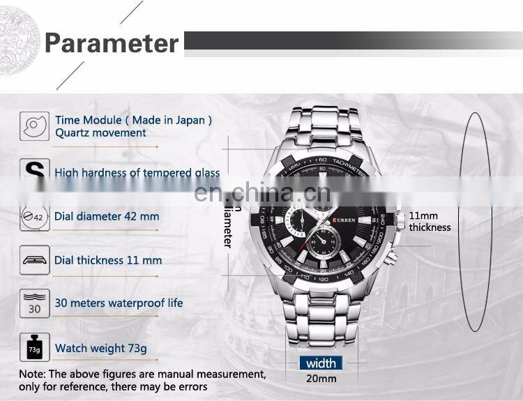 stainless steel band for men imported quartz watch hot relogio masulino luxury curren brand 8023 wristwatches