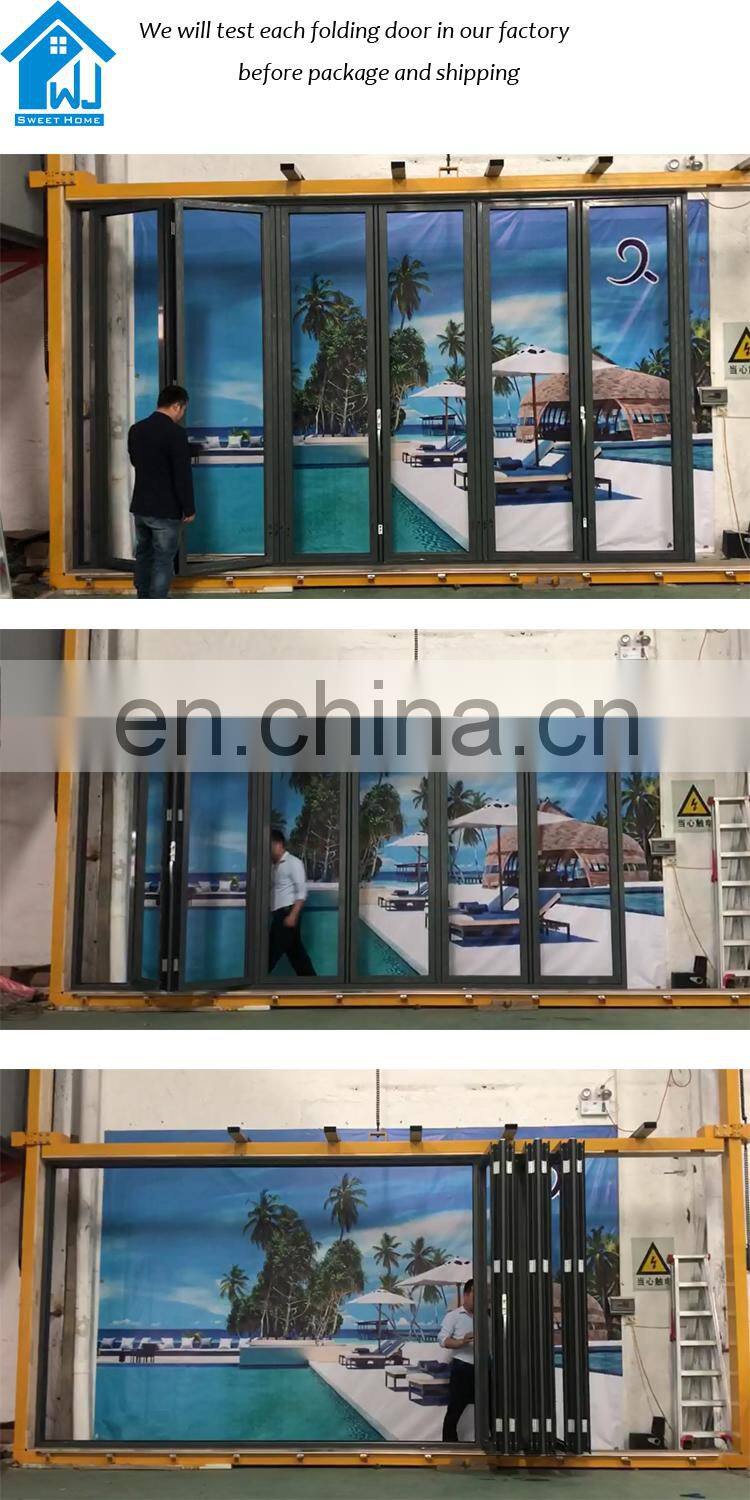 AS2047 standard aluminium alloy impact resistance metal accordion bi-folding doors with screens