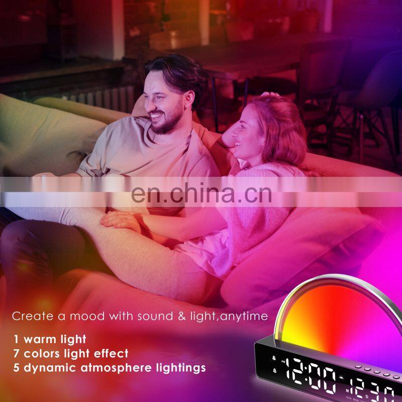 Wooden color Sunrise Baby Musical Wake Up Light Alarm Clock With Radio