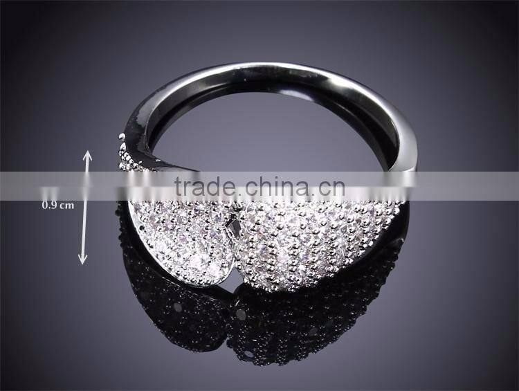 Double Heart Shape Lover Gift 18K Gold and Rhodium Plated Marriage Proposal Ring