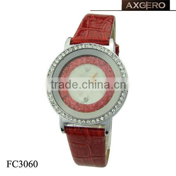 diamond women fashion leather strap watch
