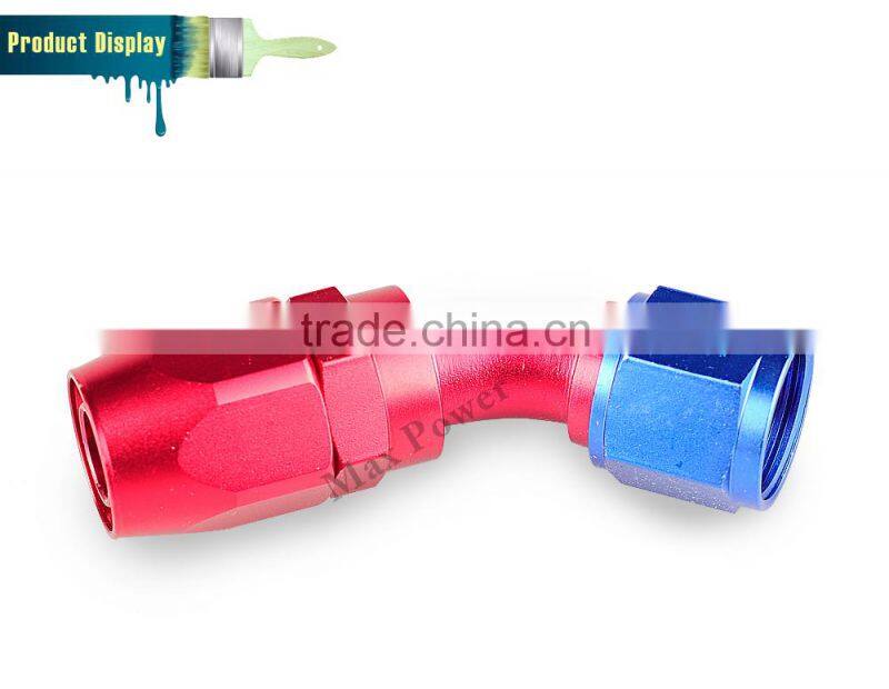 Aluminum oil cooler fitting 45 degree resuable fuel line hose end fitting adaptor blue and red 40-045-08
