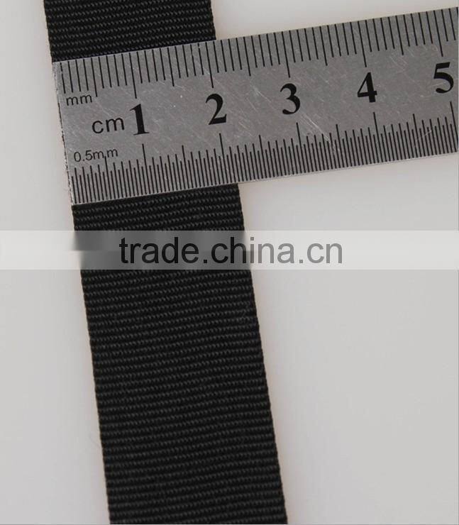 Black Nylon Webbing Strap for Fitness Equipment in Plain Weaving Surface