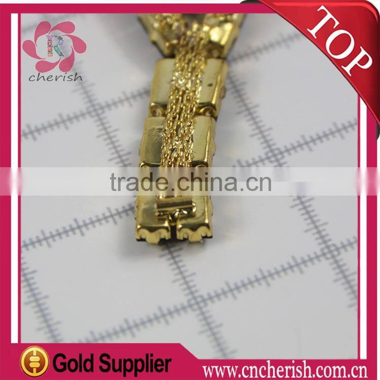 2016 wholesale fashion glass shoe ornament metal parts rhinestone chains