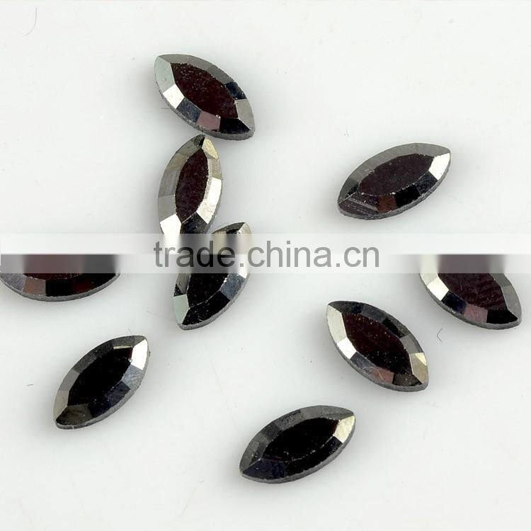4X8 navette Glass stones hotfix , Jet Hematite Horse eye DMC hot fix crystal glass stones