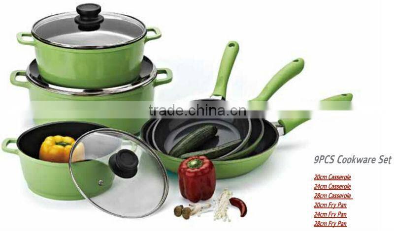 High quality professional non-stick inside coating easy to clean 9PCS cooking pan