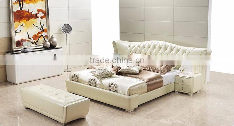 Customized Modern European Style Purple Leather Commercial Hotel Bed