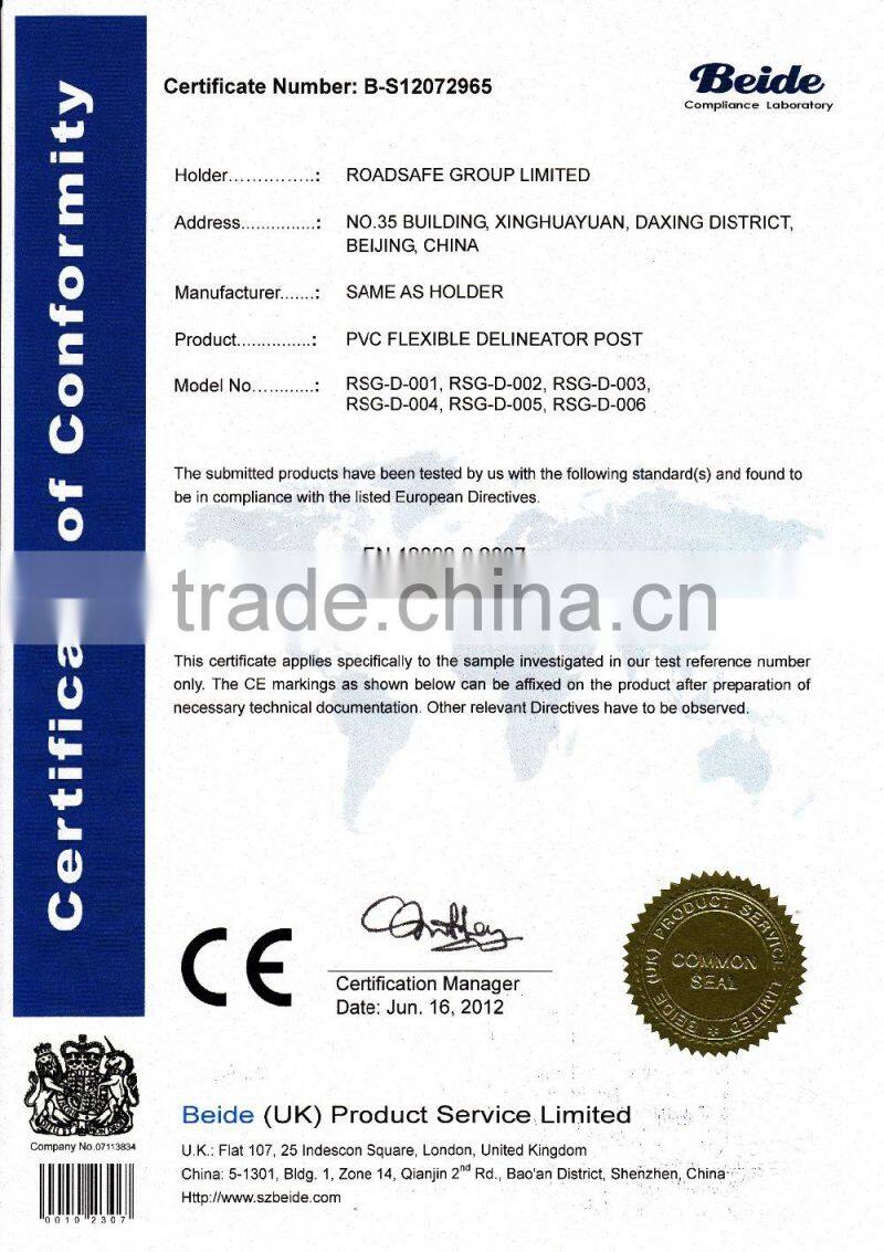 highway road reflective Flexible road delineators post with CE certificate