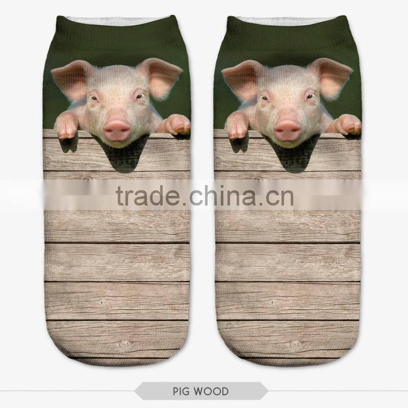 emoji stocking pig wood high quality 3d digital full print colorful ankle socks sports unisex custom hot sale stretch spandex