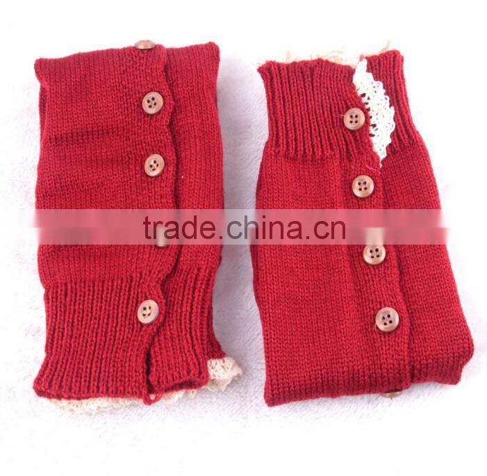 Boot cuff Leg warmer in colors with lace, knitted boot cuffs with button, knee high socks, boot topper, boot cuff accessories