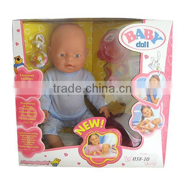 NEW 16inch diaper vinyl baby doll with feeding tools