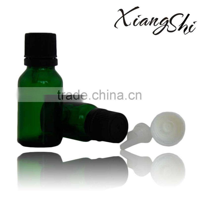30ml green glass rose oil bottle with plastic cap/dropper