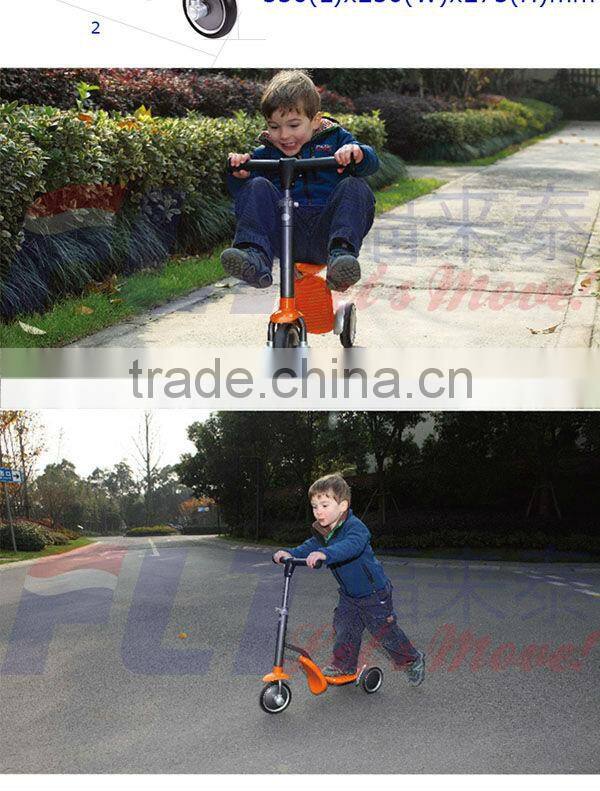 The Newest fashion 2 in 1 FLT-1006 three wheel scooter with strong steel and PU wheel for sale in 2013