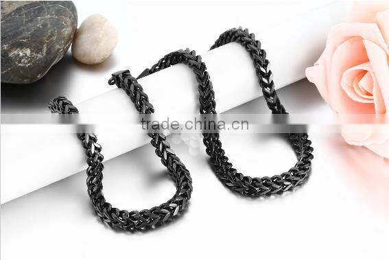 2016 wholesale 6MM high polished stainless steel fancy black plated franco chain necklace
