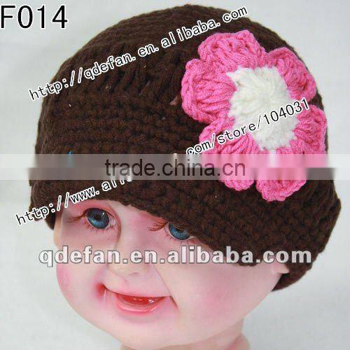 Wholesale 100% cotton crochet baby sun hat hand knitted girl hats knitting flower hats manufacture