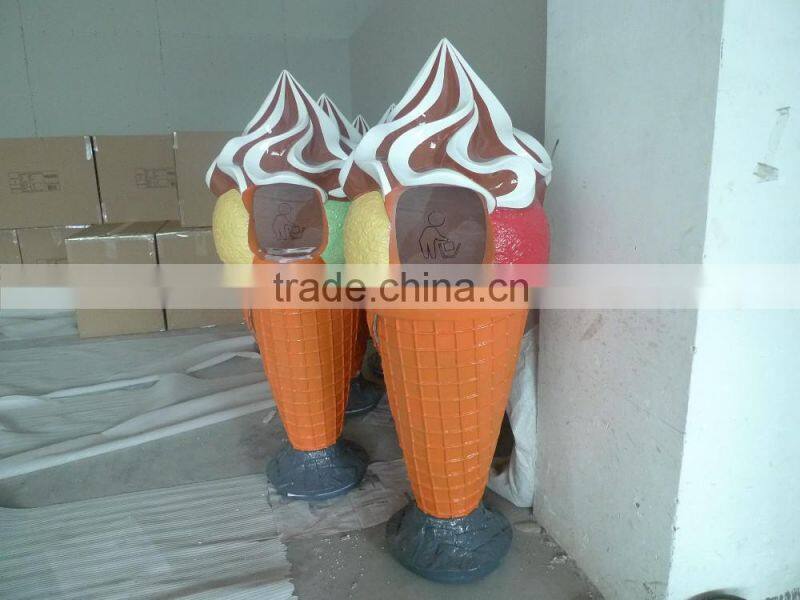 Ice cream shop decoration/ Fibreglass Ice cream trash can decoration advertising/Ice cream shop decoration