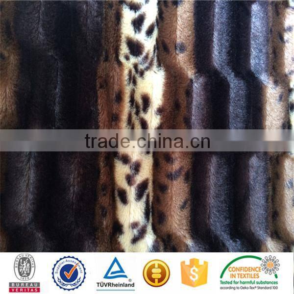 long pile faux fur bedding sheet pv animal printed long hair plush fabric