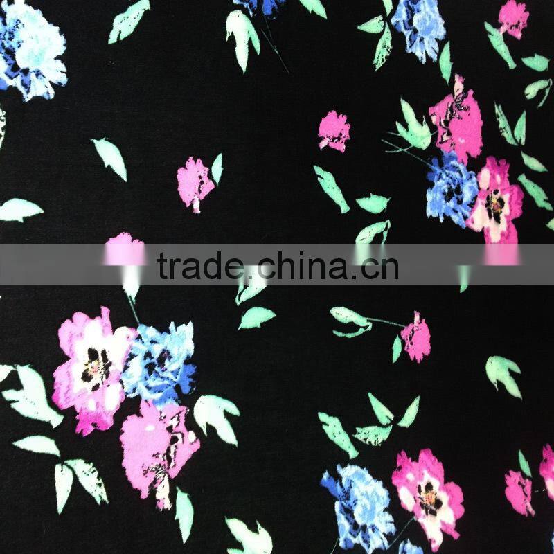 2015 xiangsheng samll flower cotton printing viscose elastane jersey fabric