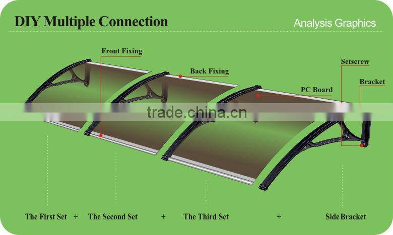 Durable aluminum awning roof bracket rain protection for windows