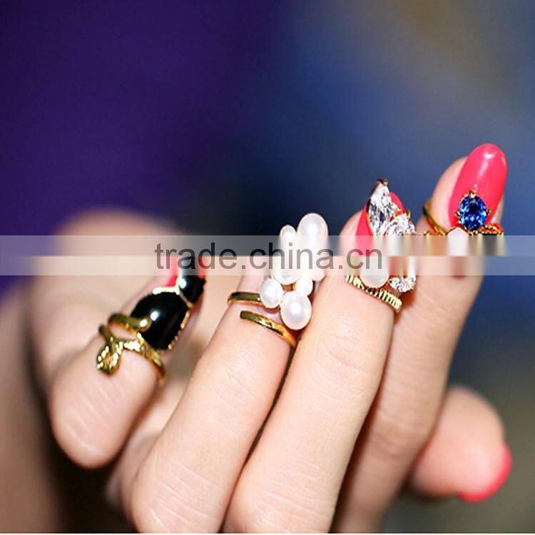 wonder 7pcs set gold filled settings models ring for women