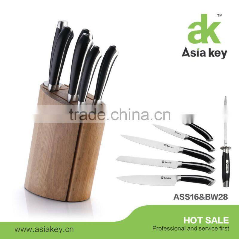 New arrival kitchen knife set,green ABS handle,acrylic block