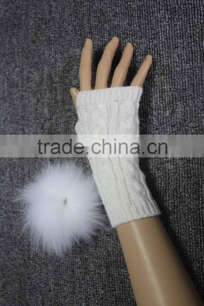 most popular hot fashion high quality ladies stock knit warm long fur gloves