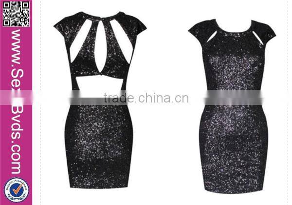 Bling Sexy Back Hollow Out Mini Dress Fashion Ladies Club Wear
