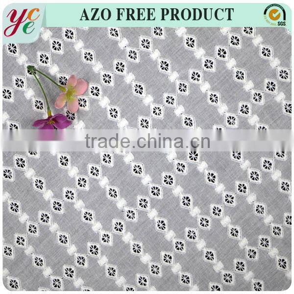 Square hole design white cotton swiss voile lace embroidery fabric