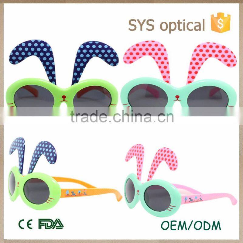 New arrival colorful kids silicon sunglasses ,with rabbit ear in eyebrow cute kid sunglasses
