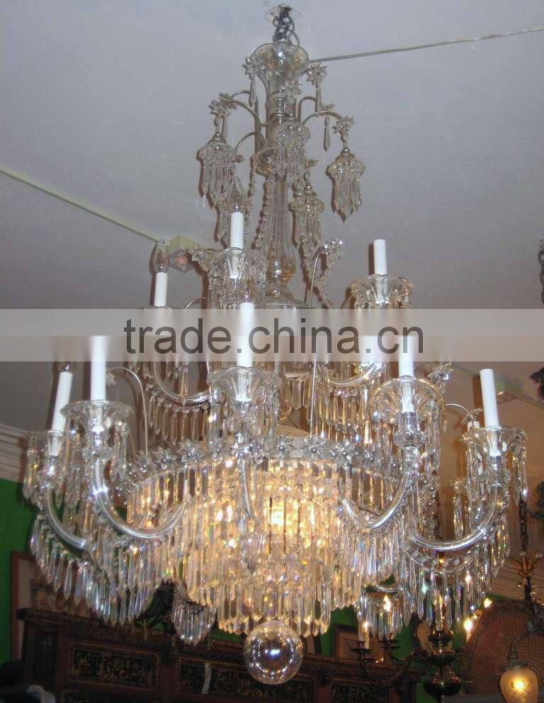 530-10 English Regency Style 15-Light Crystal Chandelier