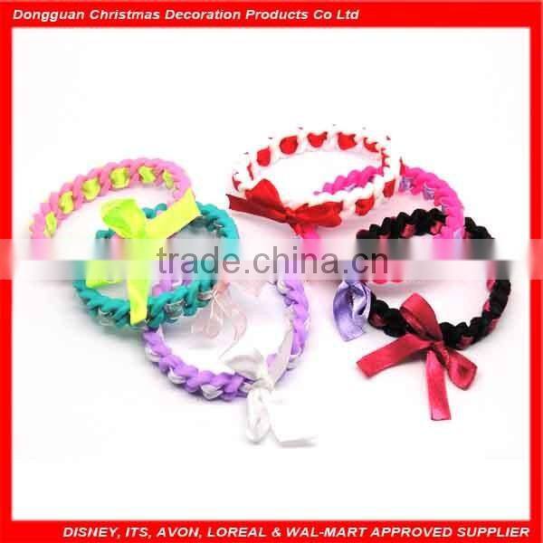 Fashionable hotsale cheap braid silicone bracelet with bowknot