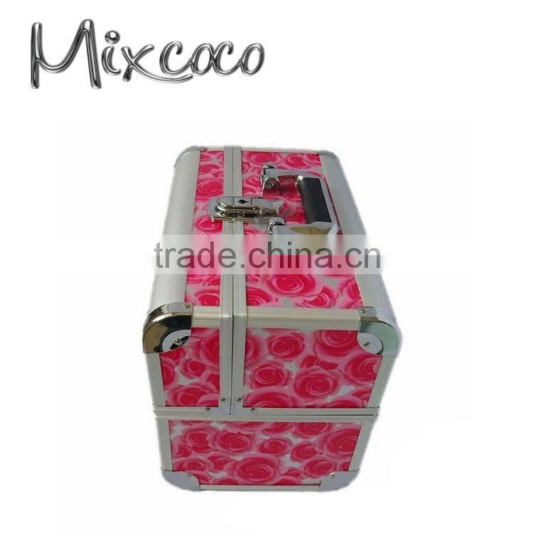 2016 Newest aluminum makeup box for cosmetic packaging,cosmetics box with mirror inside