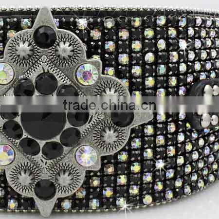 REAL GLASS CRYSTAL STUDDED HORSE HAIR WESTERN BELT FOR COWGIRL