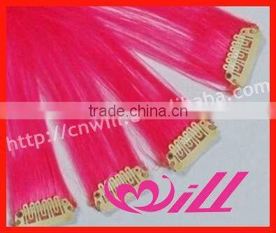 High Quality Pretty Easy Clips Hair Extensions Hot Pink Cheap 1 pc Clip in Hair Extension Human Hair Extension