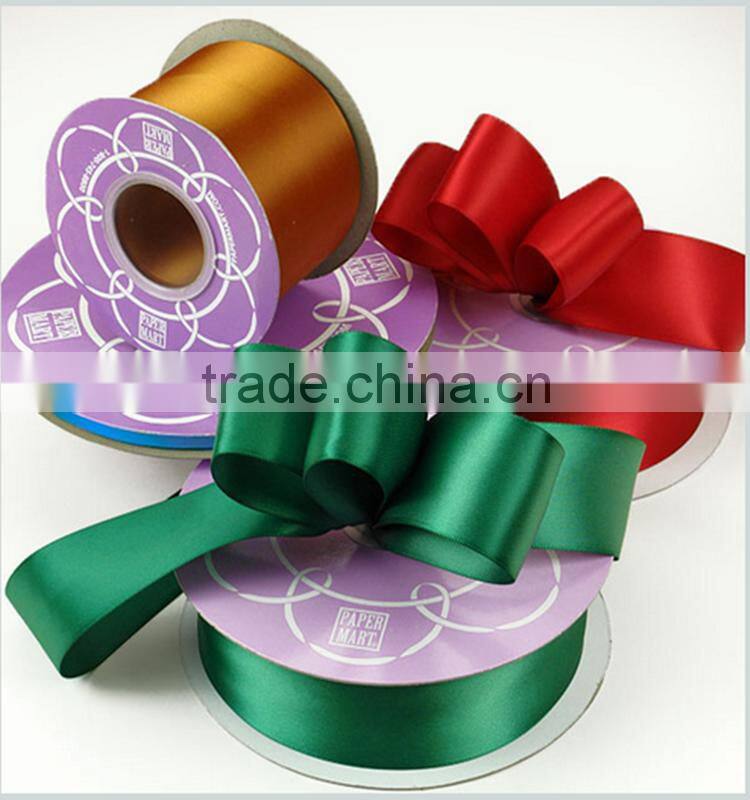 wholesale top quality colored shimmer single face 100% polyester satin ribbon for hair bow materials