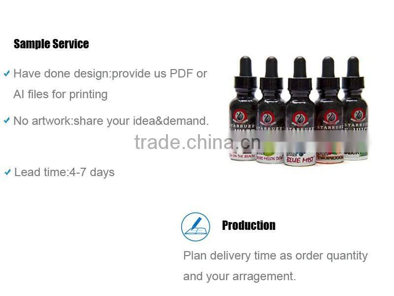 High Quality Custom Adhesive E-liquid Bottle Flavor Labels
