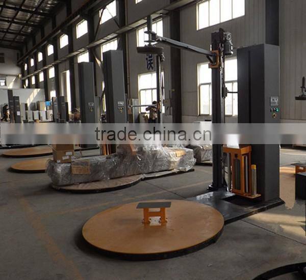 Wooden pallet film wrapping machine top plate pressed