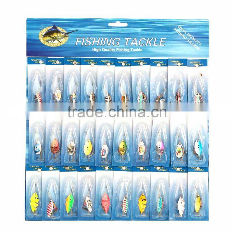 30Pcs Assorted Mixed Color Fishing Lures Metal Spinner Spoon Sequins Hook Hard Bait Tackle