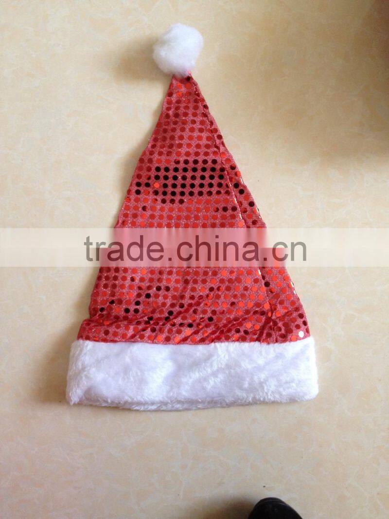 wholesale unique design green and red stripes christmas decorated santa hat