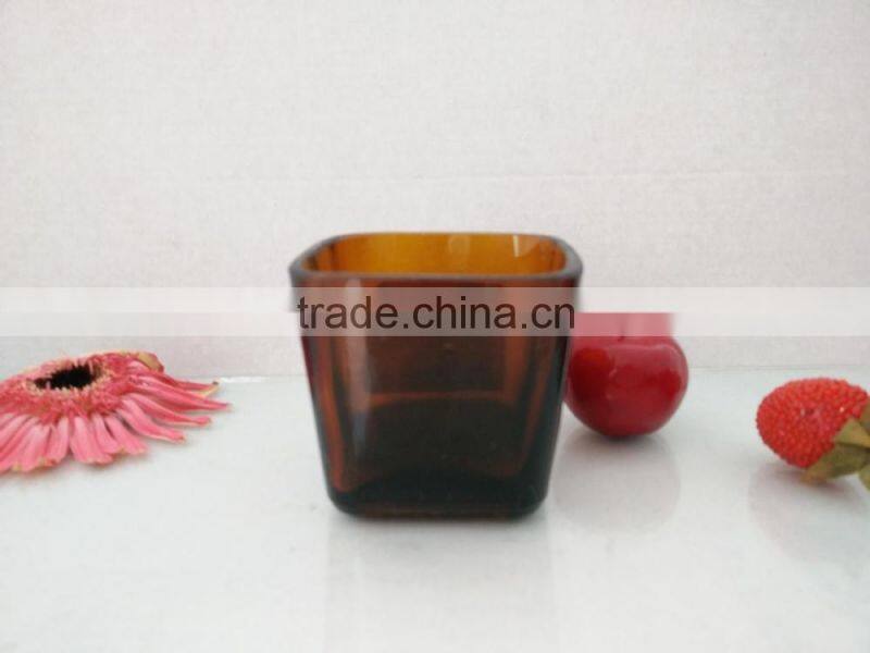 Candle glass jar, dark amber, black or white
