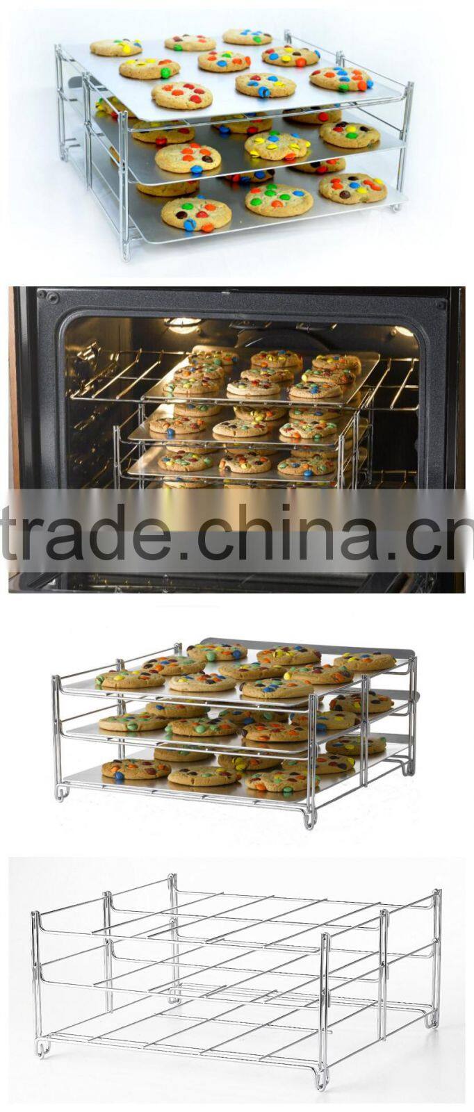 3 tiers wire oven roast rack folding bakary shelf