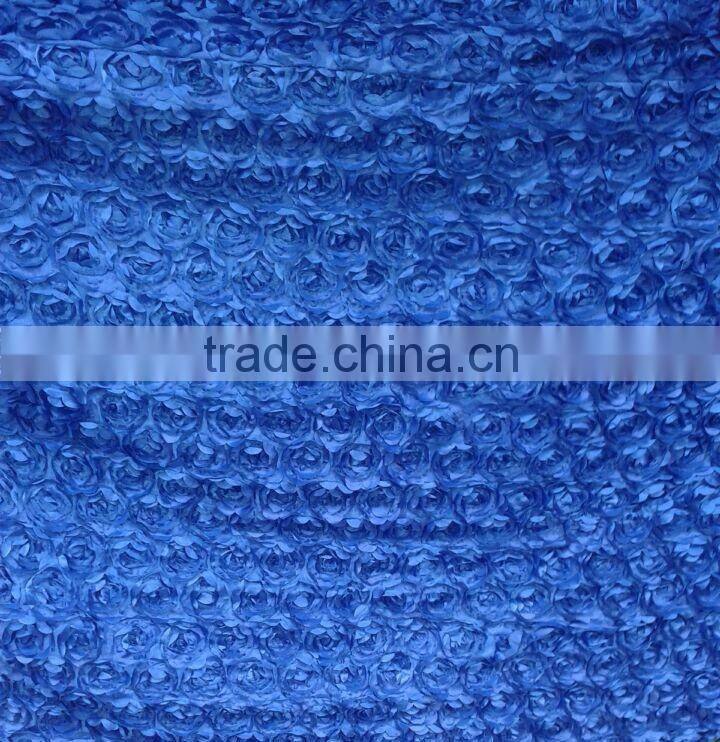 Polyester shining satin rosette chair cover ribbon rose for wedding marriage decoration