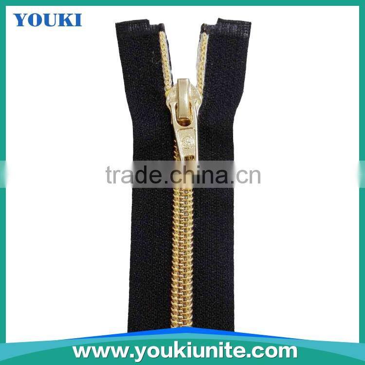5# Woven Tape Nylon Zipper Open-end With Gold Teeth Auto Lock YKN-2008