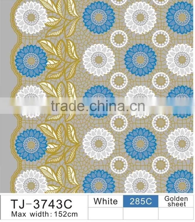TJ-3743 Transparent emboossed tablecloth with golden & silver